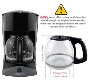 lot 2003 image: 12-Cup Replacement Coffee Carafe Compatible with Mr. Coffee Coffee maker Pot, Replace Part# PLD12 PLD12-RB Series, Black Handle