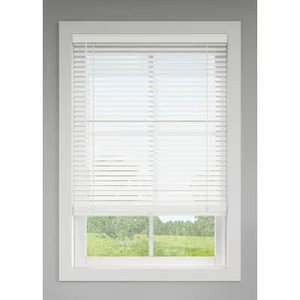 lot 2009 image: LEVOLOR Trim Plus Go 2 in Slat Width 36in x 64in Cordless White Faux Wood Room Darkening Horizontal Blinds