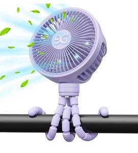 lot 2020 image: GUSGU Stroller Fan Clip on for Baby, Flexible Tripod & Rechargeable Battery, Small Personal Fan, Mini Portable Fan for Travel, Handheld, Car (Purple)