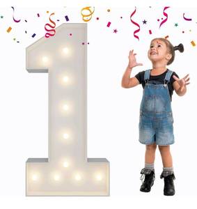 lot 2038 image: Marquee Light Up Numbers, 3FT Light Up Numbers, First Birthday Decorations for Girl Boy, 1st Birthday Girl Decorations, Mosaic Numbers Balloons for Birthday Engagement Backdrop Arch Kit Decoration