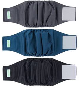 lot 2051 image: wegreeco Washable Dog Diapers - Washable Male Dog Belly Wrap - Pack of 3 - (Black, Charcoal, Navy, Medium)