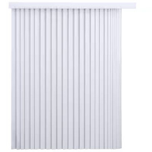 lot 2056 image: Project Source Light filtering vertical 3.5in Slat Width 78in x 84in Cordless White Vinyl Light Filtering Vertical Blinds