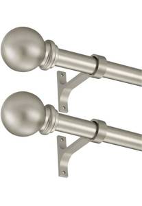 lot 2057 image: Curtain Rods 2 Pack, Brushed Nickel Curtain Rods for Window 72-144 Inch, Decorative Curtain Rod with Ball Finials, 1 Inch Diameter