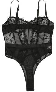 lot 2078 image: Women Lingerie Bodysuit Lace Teddy Snap Crotch One Piece Underwire Babydoll, M