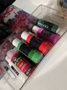 lot 2079 image: ABEIER Acrylic Paint Set, 14 Colors (2oz60ml) and 1 FolkArt multi surface satin in apple red