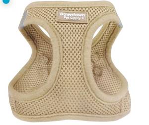 lot 2088 image: Downtown Pet Supply Step in Dog Harness for Small Dogs No Pull, SMALL, Khaki - Adjustable Harness with Padded Mesh Fabric and Reflective Trim - Buckle Strap Harness for Dogs