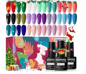 lot 2102 image: 23 PCS Gel Nail Polish Set with Base Glossy and Matte Top Coat Multicolored Gel Nail Long Lasting Suitable for All Seasons (appears white has leaked)