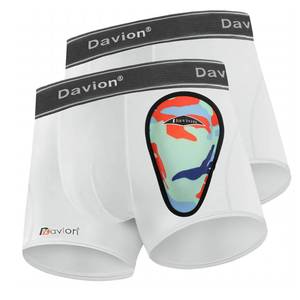 lot 2111 image: Davion 2 Pack Boys Underwear with 1 Soft Protective Athletic Cup Youth Briefs for Football, Baseball, Lacrosse White S