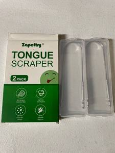 lot 2131 image: Zapettry 2 Pack Tongue Scraper, Bad Breath Treatment Metal Tongue Scraper for Adults, Professional Tongue Cleaner for Oral Care, 100% 304 Stainless Steel Tongue Scrapers with Case