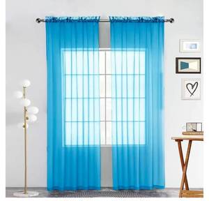 lot 2150 image: SpaceDresser Sheer Voile Window Treatment Rod Pocket Curtain Panels for Kitchen Bedroom Living Room Drapes Sunlight Filtering Privacy Semi Home Decor Assorted Colors Sizes (Cyan Blue, 52 W x 54 L)