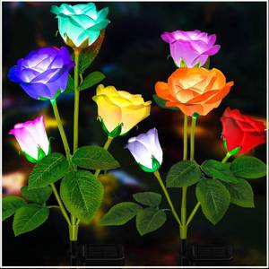 lot 2152 image: TONULAX Solar Garden Lights - New Upgraded Solar Lights Outdoor, 7-Color Changing Rose Lights for Yard,Garden Decoration, Enlarged Solar Panel, More Realistic Rose Flower (2 Packs)