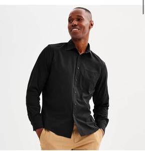 lot 2166 image: Auxo Collection mens black long sleeve button up shirt, L