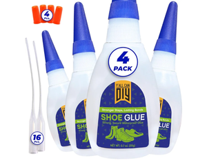 lot 2190 image: 4 Pk X 0.7 Oz. (20g) Heavy Duty Shoe and Boot Repair Adhesive - Waterproof and Clear Sole Fix Glue for Leather, Rubber, and Sneaker Soles. Professional Grade Shoe Glue Fix Belt, Handbag, Wallet