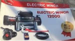 lot 176 image: Unused in Crate - Electric Winch 12,000lbs 12V -  Specially Designed for Cars, Boats, Trucks, Jeeps, Customized Vehicles, and Multi-Purpose Utility Trailers