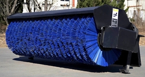 lot 159 image: Unused 72in Angle Skid SteerTractor Broom - Can Angle Left & Right. Efficiently & Effectively Cleans Parking Lots, Roads, Sidewalks & Big Warehouses. The Unique Design Can Sweep Dirt, Light Snow & Debris Away in a Single Pass Retails $4,600
