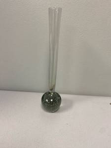 lot 2543 image: Vintage Hand Blown Smoke Glass Controlled Bubble Art Glass Bud Vase 8 tall