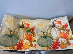 lot 2557 image: (2) Fall decor Throw pillow cases 18x18in.