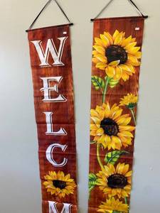 lot 2570 image: (2) Hanging Banners for Entry way- Fall Themed