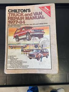 lot 2573 image: Chiltons Truck and Van Repair Manual 1977-1984 Pick-Ups, Vans, RVs, and 4-Wheel Drives Through 1 Ton Models (Chiltons Truck & Van Service Manual)