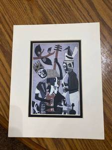 lot 2582 image: African quilt picture in a cardboard frame 8x10- Good Condition