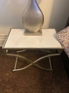 lot 26 image: Metal and Marble dcor side table
