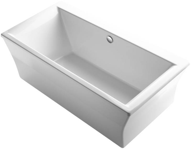 lot 1849 image: KOHLER K-6367-0 Stargaze 72-Inch X 36-Inch Freestanding Bath with Fluted Shroud and Center Drain, White, 1-Pack