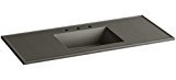 lot 8971 image: KOHLER K-2783-8-G86 CeramicImpressions 49 Rectangular Vanity-Top Bathroom Sink with 8 Widespread Faucet Holes, Cashmere Impressions