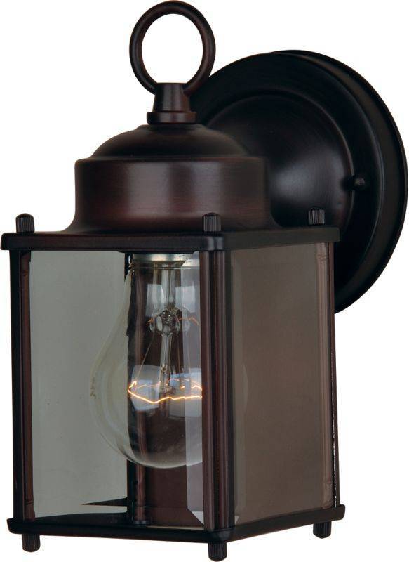 lot 9021 image: Maxim Lighting 6879CLOI One Light Glass Wall Lantern, Oil Rubbed Bronze