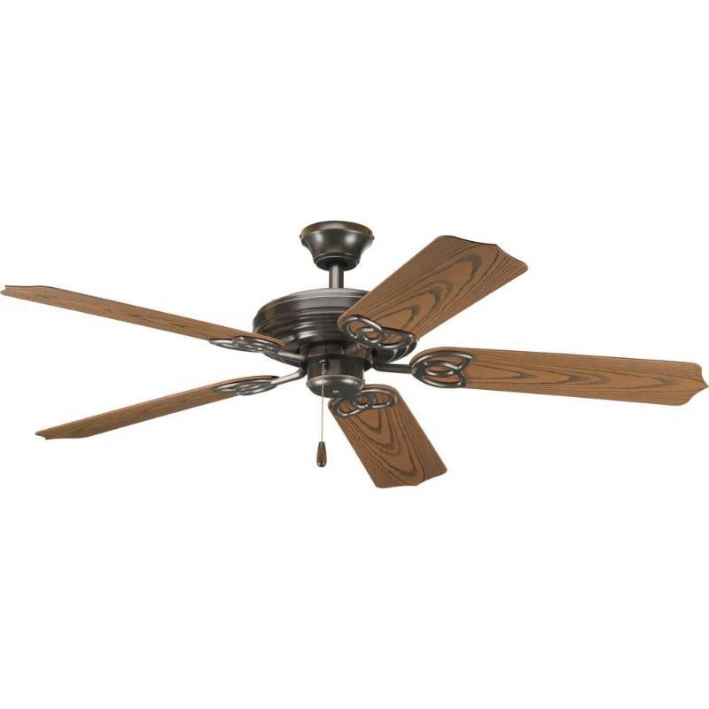 lot 9039 image: Progress Lighting P2502-20 52-Inch IndoorOutdoor 5 Blade Fan with 3-Speed Reversible Motor and Abs Oak Blades, Antique Bronze
