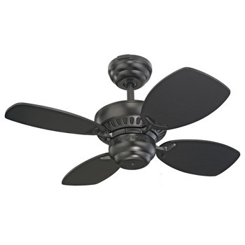 lot 9041 image: Monte Carlo 4CO28BK Colony II 28-Inch 4-Blade Ceiling Fan with Black Blades, Matte Black