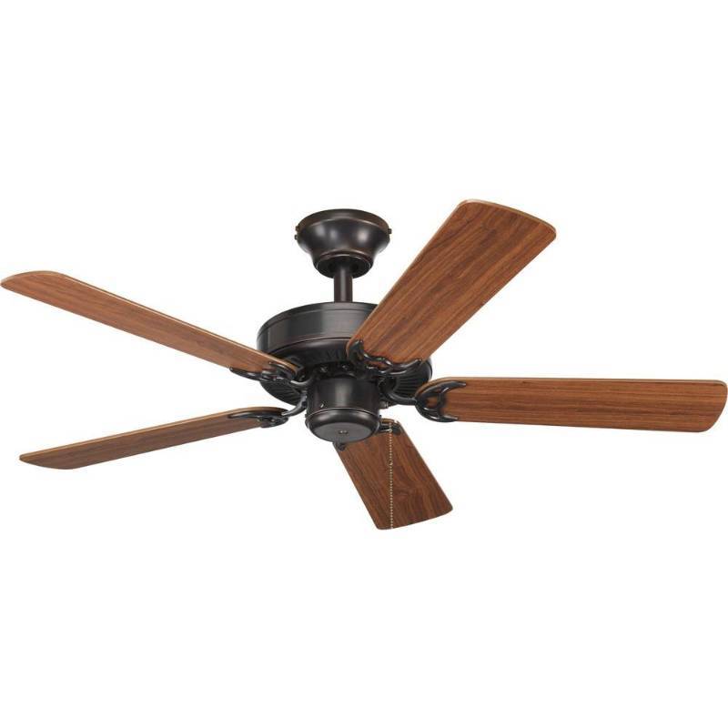 lot 9042 image: Progress Lighting P2500-20 42-Inch Fan with 5 Blades with Reversible Classic WalnutMedium Cherry Blades, Antique Bronze