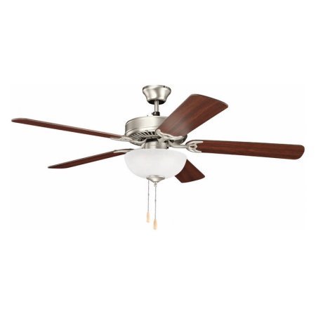 lot 9044 image: Kichler Lighting 403NI7 Basics Select 52IN 3LT Ceiling Fan, Brushed Nickel Finish with Reversible Blades and White Glass