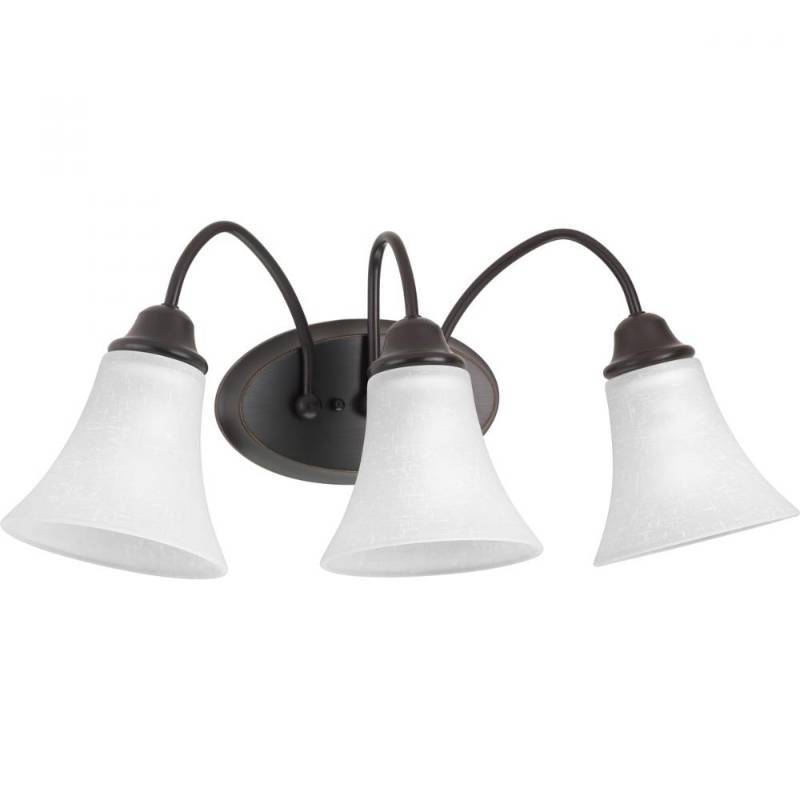 lot 9045 image: Progress Lighting P2763-20 ContemporarySoft 3-100W Med Bath Bracket, Antique Bronze
