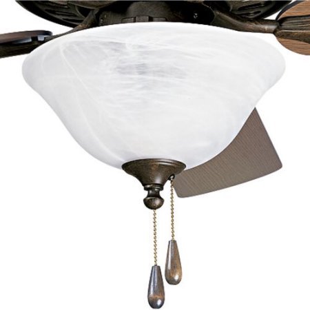 lot 9048 image: Progress Lighting P2612-46 2-Light Kit with Alabaster Style Glass Bowl and Universal Light Kit, Weathered Bronze