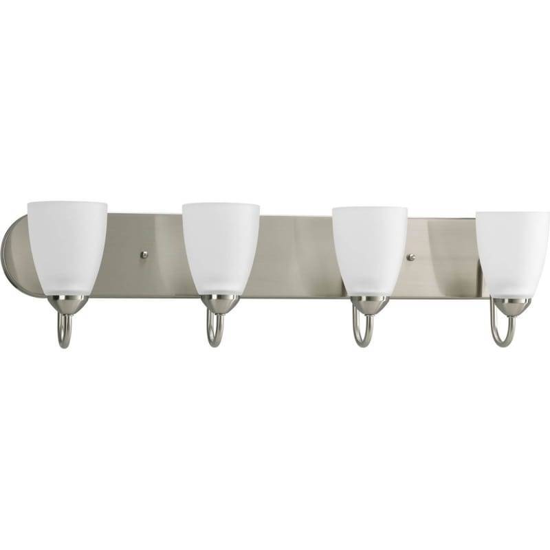 lot 9050 image: Progress Lighting P2709-09 Gather Collection 4-Light Vanity Fixture, Brushed Nickel