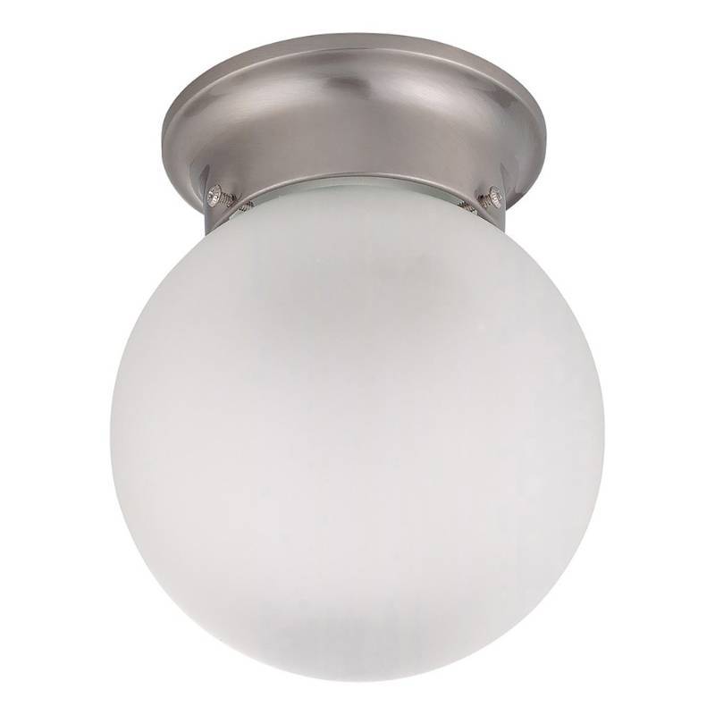 lot 9057 image: Nuvo 603249 Brushed Nickel 6-Inch Flush Ball with Frosted Glass
