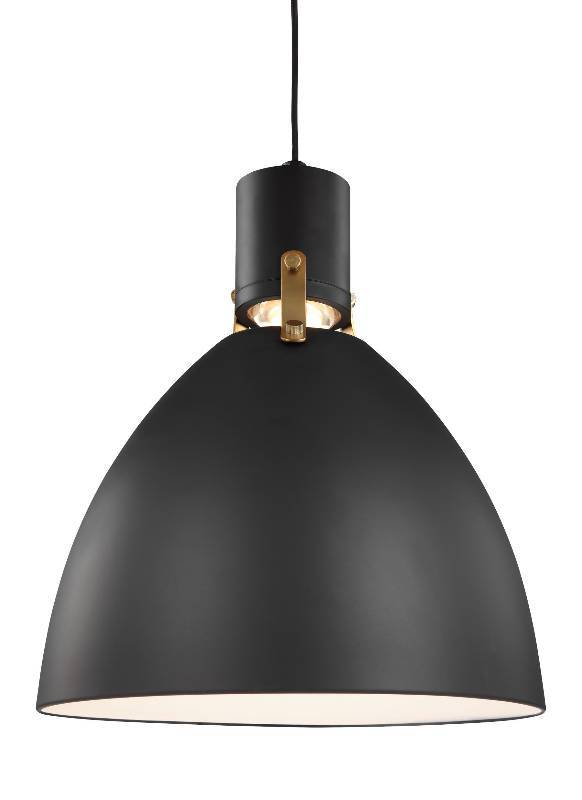 lot 9061 image: Feiss Brynne 14-Watt Matte Black Integrated LED Pendant