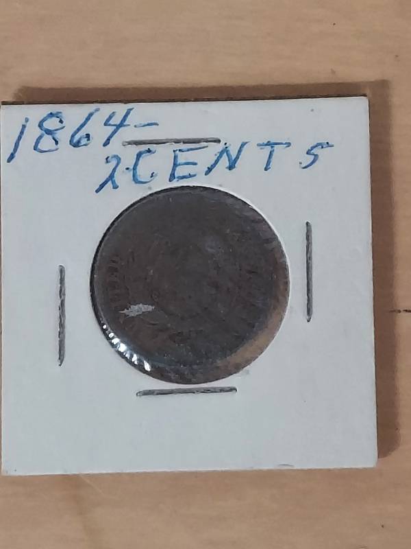 lot 1341 image: 1864 2 Cent coin