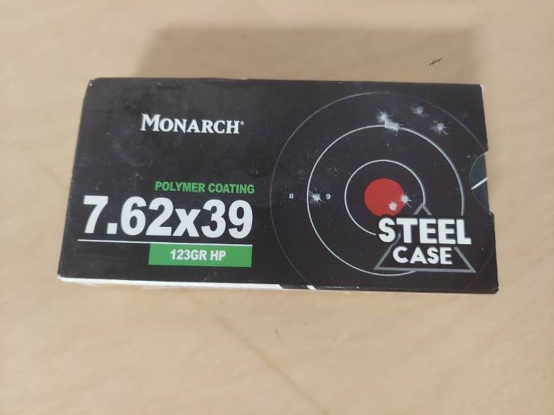 lot 1576 image: Monarch steel case 7.62x39 123gr ammo