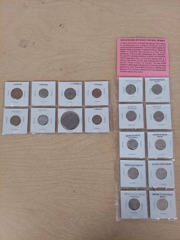 lot 6387 image: Westward Journey Nickel series and card of foreign coins