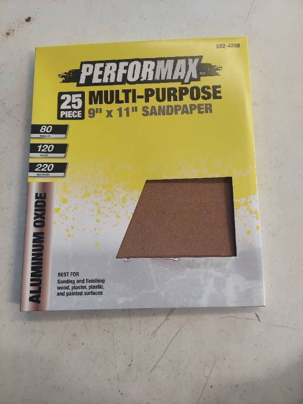 lot 5006 image: 25 Piece 9 X 11 Sheet Assorted Sandpaper - 80 Course 120 Medium 220 Fine Grit