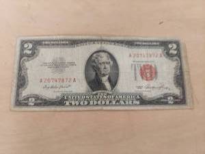 lot 1016 image: Red Seal 2 Dollar Note - Series 1953