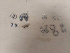 lot 1030 image: (9) pair earrings - 5 pair are marked .925
