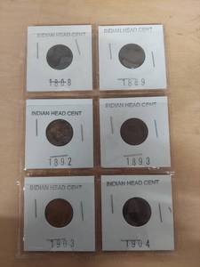 lot 1072 image: Card of 6 Indian Head Cents