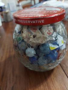 lot 6008 image: jar of assorted marbles not counted