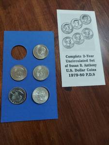 lot 6044 image: 5 ct Susan B Anthony US dollar coins