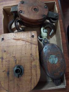 lot 6078 image: wooden pulleys