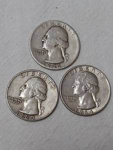lot 5804 image: 3 Silver Washington quarters