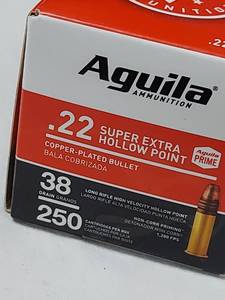 lot 5829 image: (250) .22 Super Extra hollow point, Copper plated 38 gr.