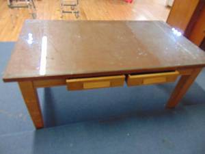 lot 1161 image: 5 X 3 oak library table with glass plate top